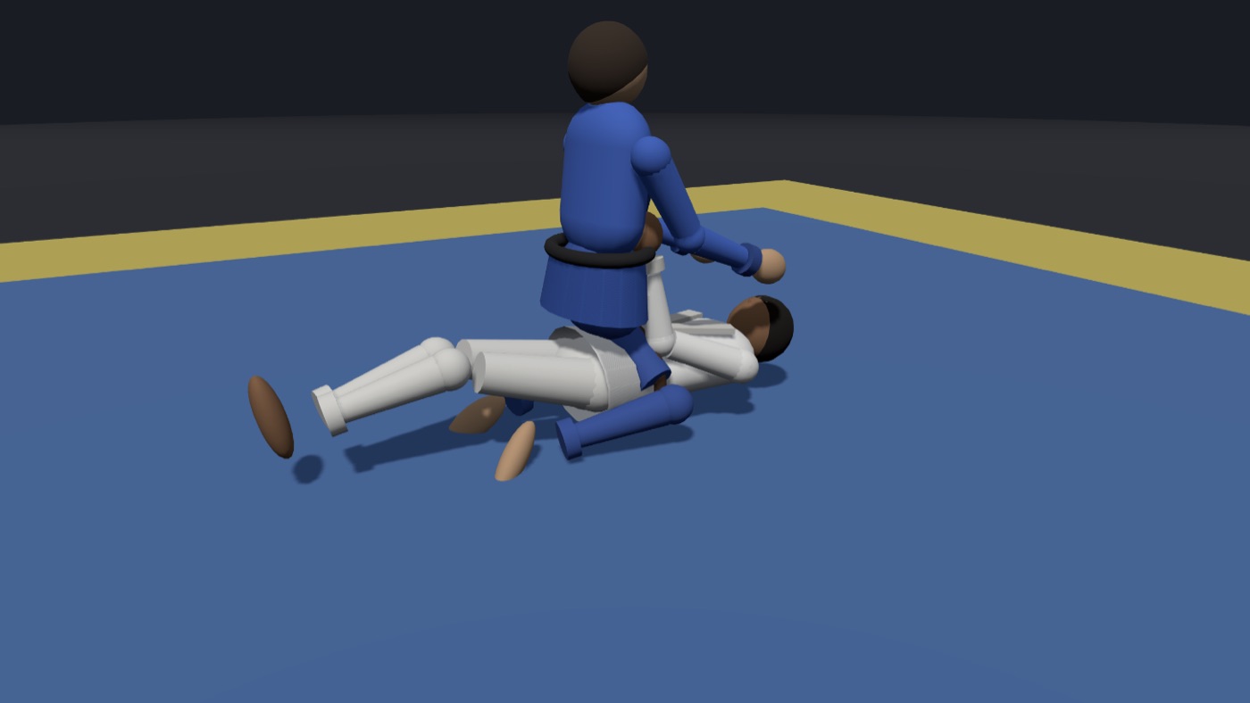 Two 3D grapplers posed in full mount in the GrappleStudio editor